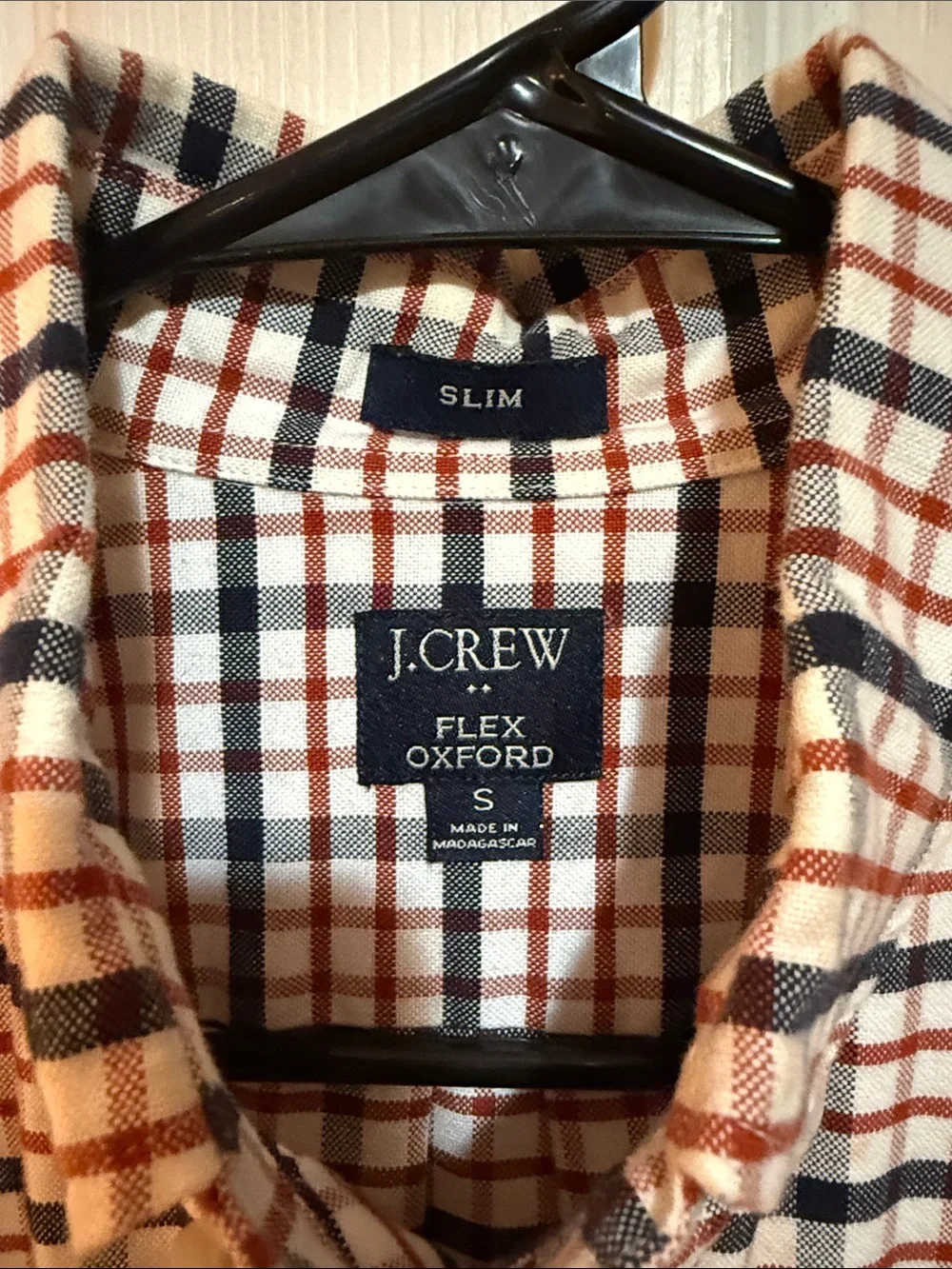 J.Crew Men’s Slim Fit Plaid Button Down Shirt Red Navy Cream AS887
